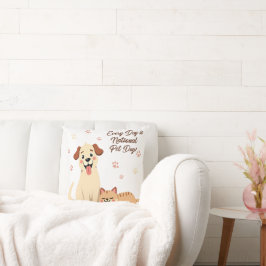 毎日がナショナルペットの日 – かわいい犬と猫 クッション