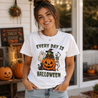 毎日がハロウィン かわいい魔女 カボチャ Tシャツ