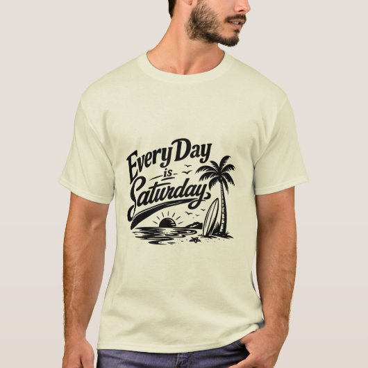 毎日が土曜日 レトロ ビーチ バケーション ヴァイブス Tシャツ (正面)