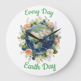 毎日が地球の日 フローラルリース Earth ラージ壁時計