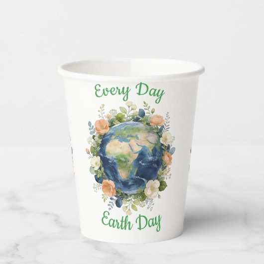 毎日が地球の日 フローラルリース Earth 紙コップ (左)