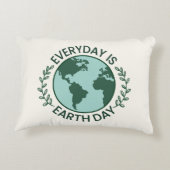 毎日が地球の日 - ヴィンテージグリーン地球愛好家 アクセントクッション (裏面)