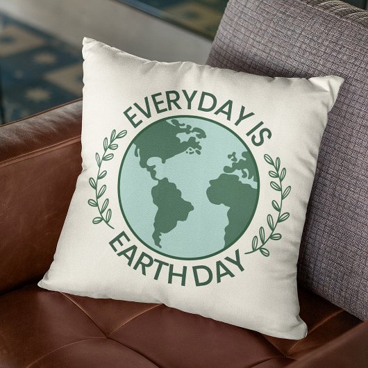 毎日が地球の日 - ヴィンテージグリーン地球愛好家 クッション