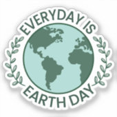毎日が地球の日 - ヴィンテージグリーン地球愛好家 シール (正面)