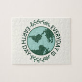 毎日が地球の日 - ヴィンテージグリーン地球愛好家 ジグソーパズル (横)