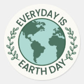 毎日が地球の日 - ヴィンテージグリーン地球愛好家 ラウンドシール (正面)