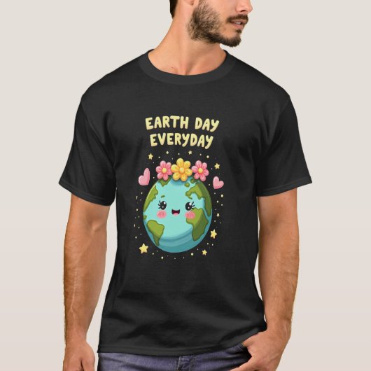 毎日が地球の日 思いやりあふれる地球 Tシャツ (正面)