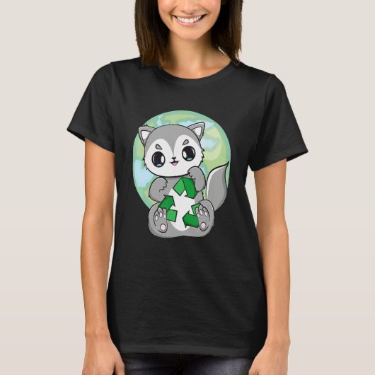毎日が地球の日 狼とリサイクル Tシャツ (正面)