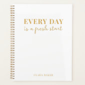 毎日が新しいスタートミニマル金ゴールドと白 プランナー手帳 (正面)