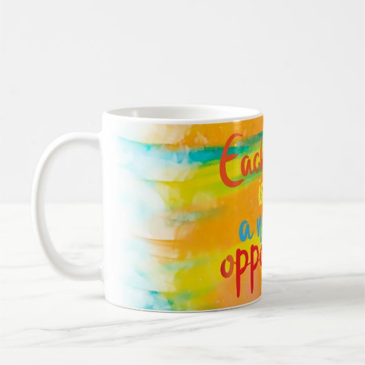 毎日が新しい機会の書道引用文 コーヒーマグカップ (左)