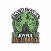 毎日が楽しいハロウィンお化け屋敷魔女猫 シール (正面)