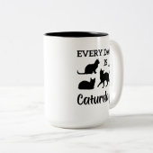 毎日が猫おもしろい熱狂するだ ツートーンマグカップ (正面右)