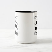 毎日が猫おもしろい熱狂するだ ツートーンマグカップ (中央)