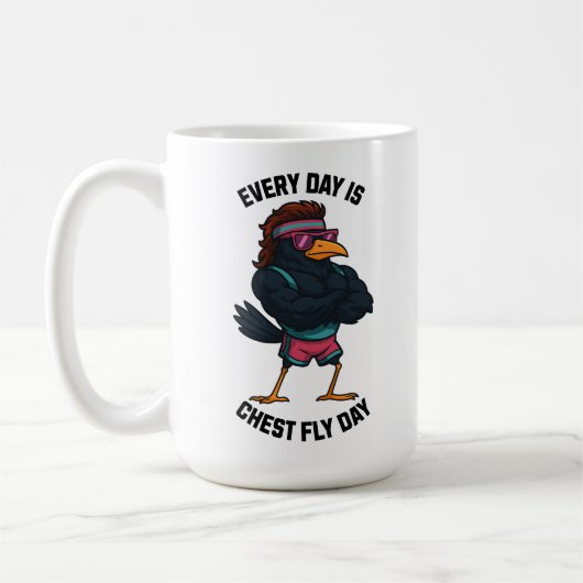 毎日が胸部フライの日 - 面白いカラスのトレーニング コーヒーマグカップ (左)