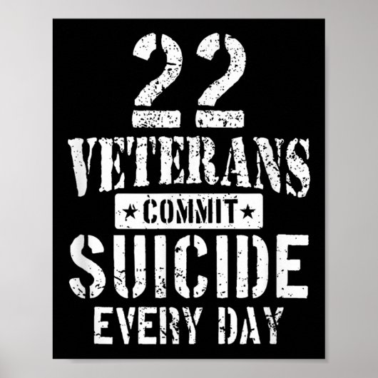 毎日のように22人の退役軍人が心的外傷後ストレスにより自殺している ポスター (正面)