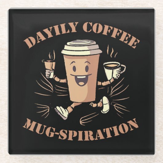 毎日のコーヒー発汗 ガラスコースター (正面)