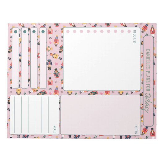 毎日のプランナーくるみ割り当てメニューを実行するリスト ノートパッド (正面)