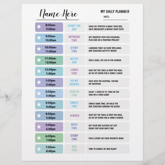 毎日のプランナーグラフキッズスケジュールスターウォールブルー チラシ (正面)