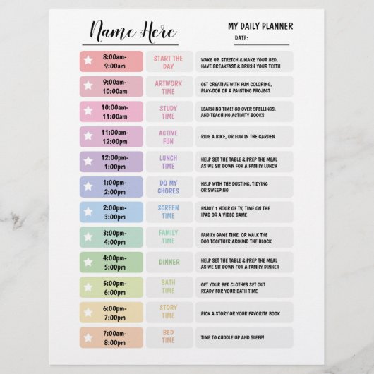 毎日のプランナーグラフ子供のスケジュール星 チラシ (正面)