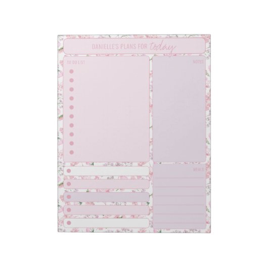 毎日のプランナーピンクのフローラノート実行する食事 ノートパッド (回転)