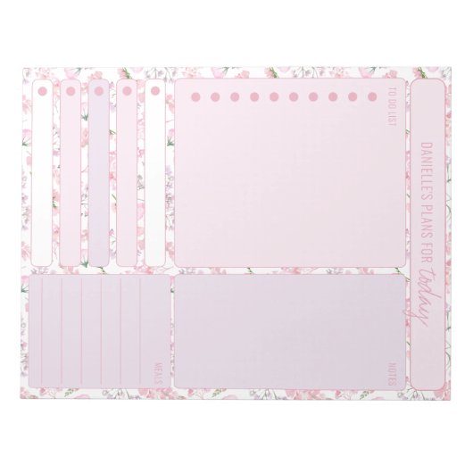 毎日のプランナーピンクのフローラノート実行する食事 ノートパッド (正面)