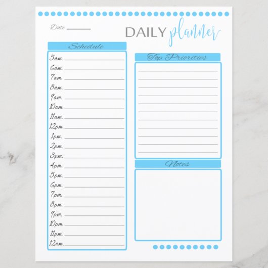 毎日のプランナー並み文房具紙 |ベビーブルー (正面)