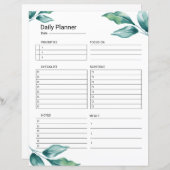 毎日のプランナー印刷可能テンプレート (正面/裏面)