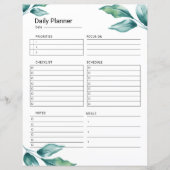 毎日のプランナー印刷可能テンプレート (正面)