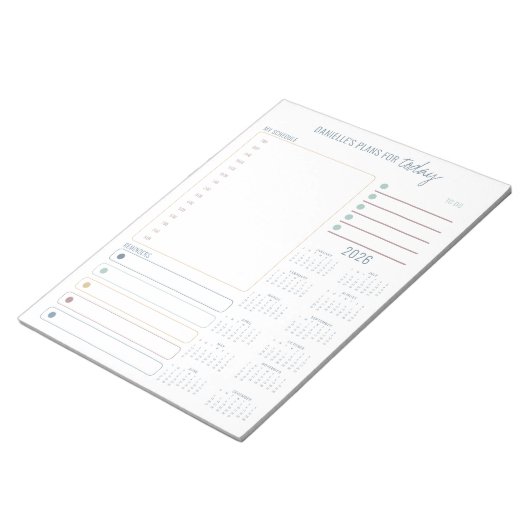 毎日のプランナー2026予定表のメモとタスク一覧 ノートパッド (アングル)