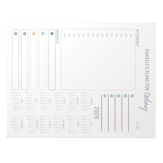 毎日のプランナー2026予定表のメモとタスク一覧 ノートパッド (正面)