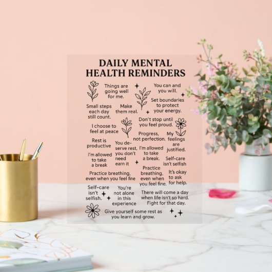 毎日のメンタルヘルスのリマインダー アクリルサイン (ウェディング)
