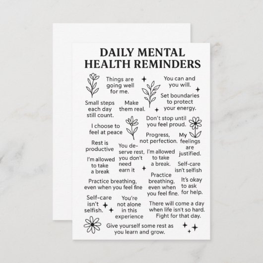 毎日のメンタルヘルスのリマインダー サンキューカード (正面/裏面)