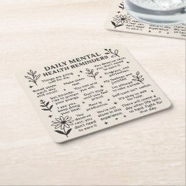 毎日のメンタルヘルスのリマインダー スクエアペーパーコースター
