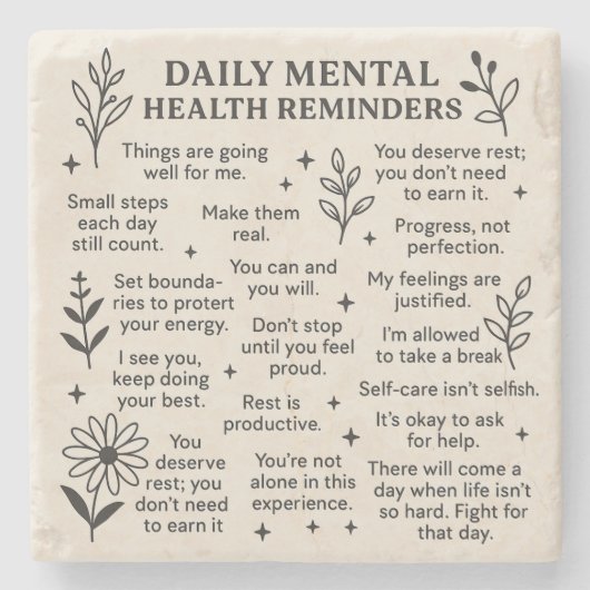 毎日のメンタルヘルスのリマインダー ストーンコースター (正面)