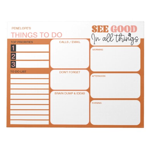 毎日のリストを行うすべての物事の良さを参照プランナー ノートパッド (正面)