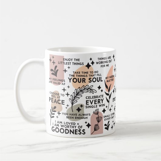 毎日のリマインダー確認メッセージ コーヒーマグカップ (左)