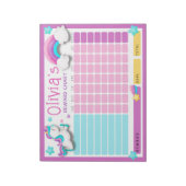 毎日のルーチンのためのキュートなUnicorn子供の報酬チャート ノートパッド (回転)