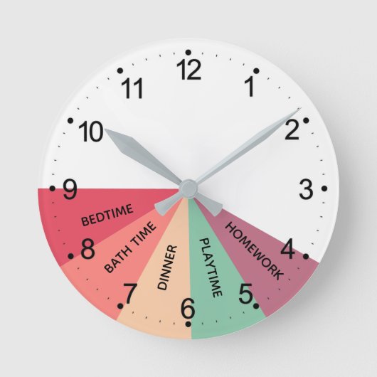 毎日の予定の色のラウンドクロック ラウンド壁時計 (正面)
