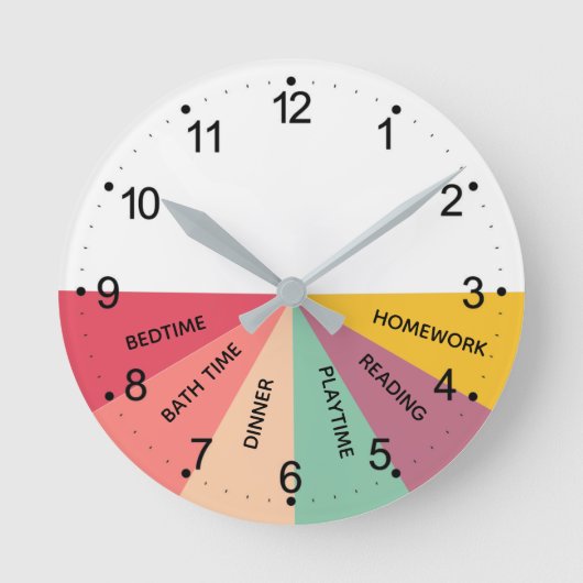 毎日の予定の色のラウンドクロック ラウンド壁時計 (正面)