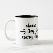 毎日の喜びを選やる気を起こさせるぶ引用文 ツートーンマグカップ (左)
