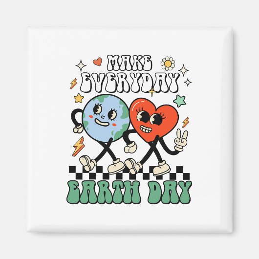 毎日の地球の日を可愛い地球の日を作る男性女性K マグネット (正面)