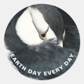毎日の地球の日パフィン写真の角 ラウンドシール (正面)