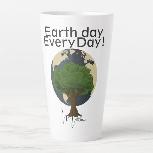 毎日の地球の日，環境にやさしいことをしようエレガント，芸術科学 カフェラテマグ (正面)