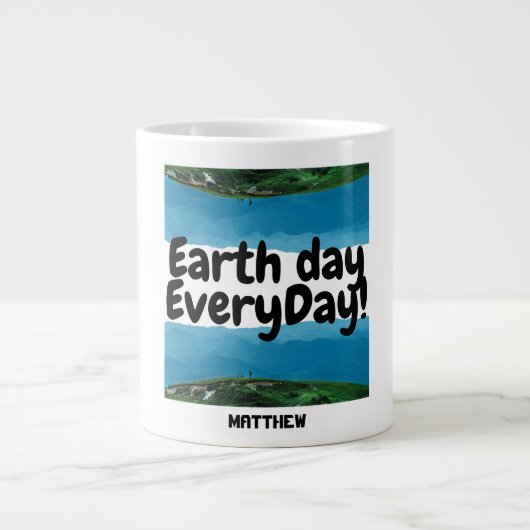 毎日の地球の日，環境にやさしいことをしようエレガント，芸術科学 ジャンボコーヒーマグカップ (正面)