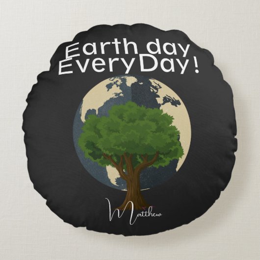 毎日の地球の日，環境にやさしいことをしようエレガント，芸術科学 ラウンドクッション (正面)