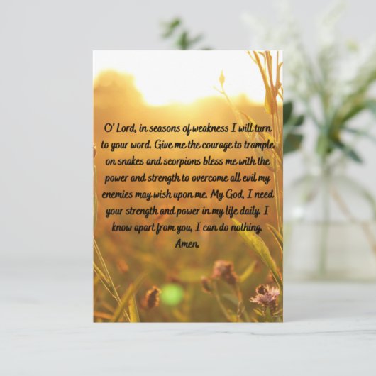 毎日の強さのフラットグリーティングカードのための祈りの言葉 カード (スタンド正面)