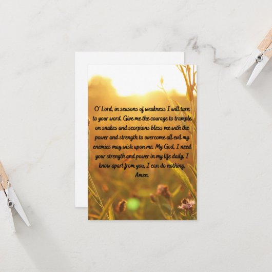 毎日の強さのフラットグリーティングカードのための祈りの言葉 カード (正面/裏面インサイチュ)