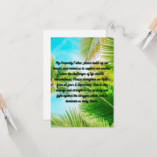 毎日の格闘フラットグリーティングカードの祈りの言葉 カード (正面/裏面インサイチュ)