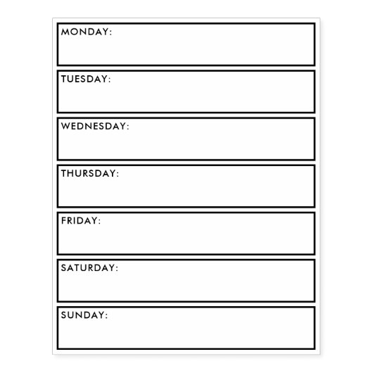 毎日の毎週のプランナーカレンダーの行頭文字 ラバースタンプ (インプリント)