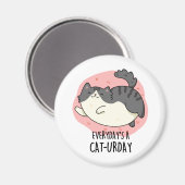 毎日の猫の毎日の太っおもしろいた猫のパン マグネット (正面/裏面)